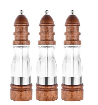 Set de râșniță din lemn pentru sare și piper - mori pentru lemn și acril, râșniță ceramică cu grosimea ajustabilă