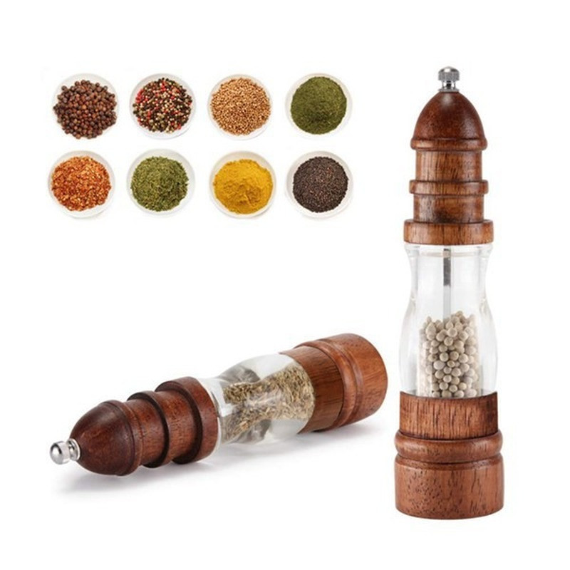 Set de râșniță din lemn pentru sare și piper - mori pentru lemn și acril, râșniță ceramică cu grosimea ajustabilă