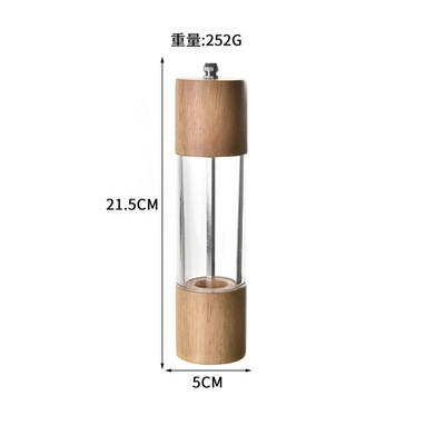 Stejar acrilic râșniță de piper Condimente de uz casnic Borcan de condimente răsucite manual Borcan de depozitare pentru condimente Chimen Gadget de bucătărie