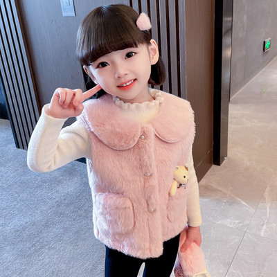 Dječji prsluk s džepom i gumbima za djevojčice