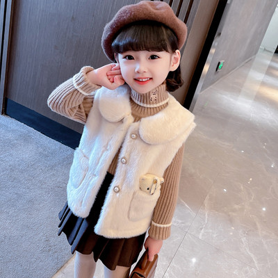 Dječji prsluk s džepom i gumbima za djevojčice