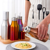 Konyhai rozsdamentes acél szivárgásmentes kifolyó olívaolajos üveg olajozó fűszeres tégely szósz ecetes üveg porálló