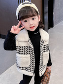 Vestă pentru fete în carouri, cu buzunar