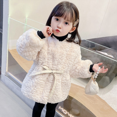 Podstavljena jakna s remenom na patentni zatvarač za djevojčice