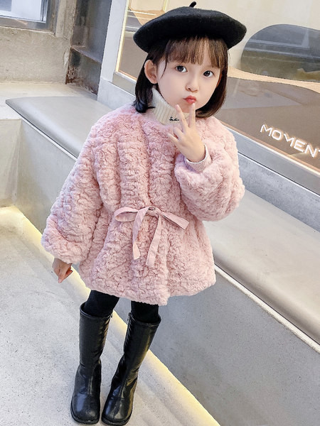 Podstavljena jakna s remenom na patentni zatvarač za djevojčice