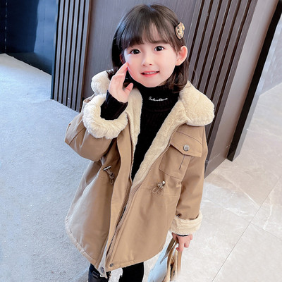 Geaca de iarna pentru copii cu buzunar si fermoar pentru fete