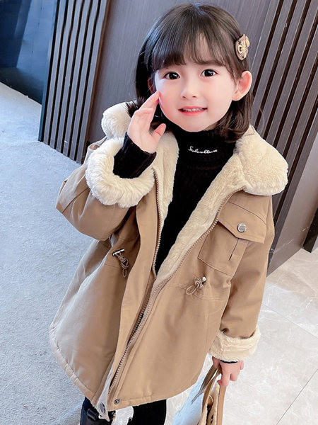 Geaca de iarna pentru copii cu buzunar si fermoar pentru fete