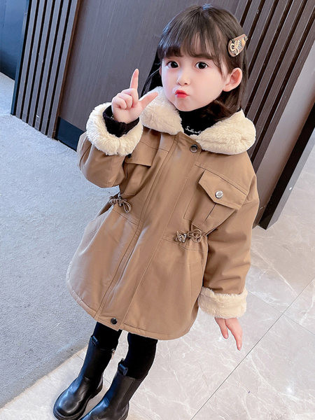 Geaca de iarna pentru copii cu buzunar si fermoar pentru fete