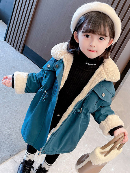 Geaca de iarna pentru copii cu buzunar si fermoar pentru fete