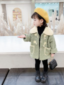 Mergaičių pliušinis paltas su kišenėmis