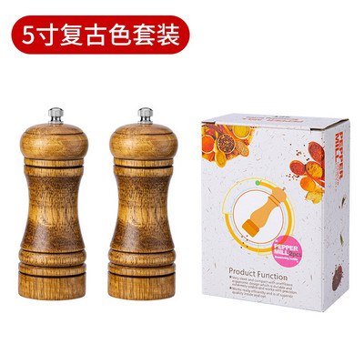 Vintage Color 5 inch 8 inch 10 inch râșniță de piper stejar piper gata de măcinat piper condimente sticla de măcinat cutie de condimente din lemn