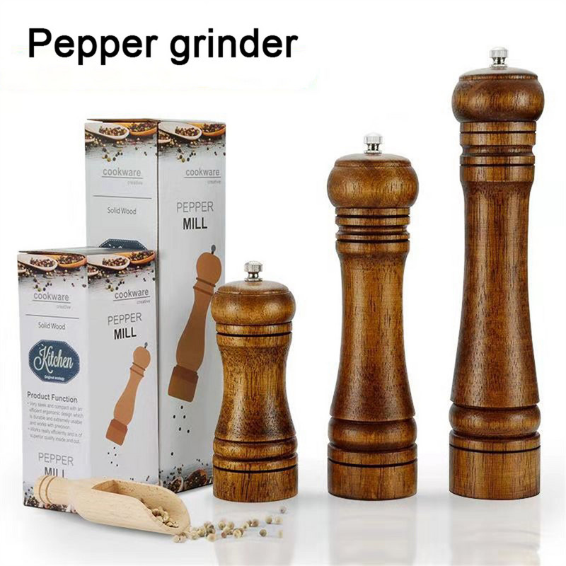 Vintage Color 5 inch 8 inch 10 inch râșniță de piper stejar piper gata de măcinat piper condimente sticla de măcinat cutie de condimente din lemn