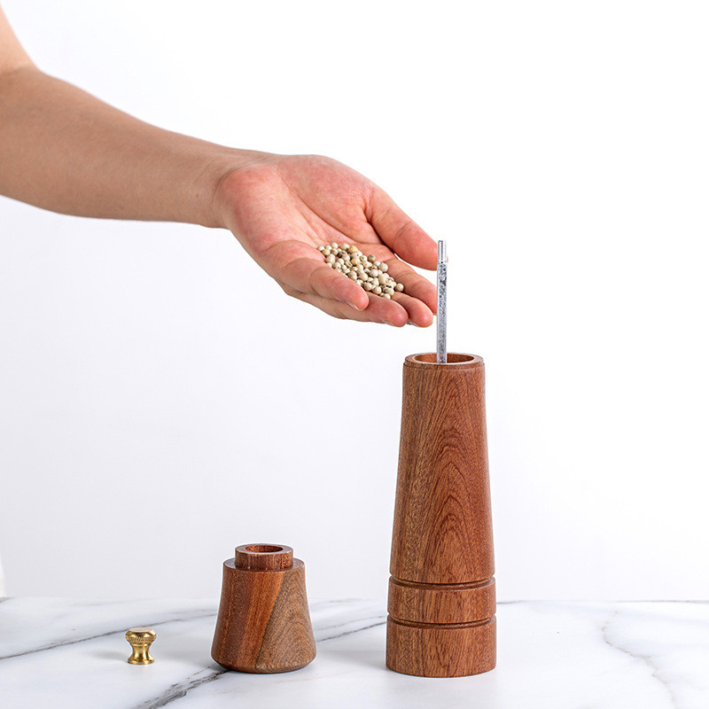 Ručni mlin za papar Drvena posuda za mljevenje papra od nehrđajućeg čelika Mlinac za mljevenje papra Višenamjenski mlinac za sol i papar