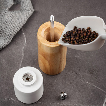 Ръчна мелница за черен пипер от каучуково дърво Дървена мелничка за сол и черен пипер Многофункционален кухненски инструмент с керамична мелничка за кухненски инструменти