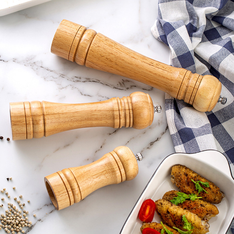 5" 8" 10" druskos ir pipirų malūnėlis, ąžuolo medienos prieskonių pipirų malūnėlis, rankinis pipirų malūnėlis, virtuvės prieskonių indelis