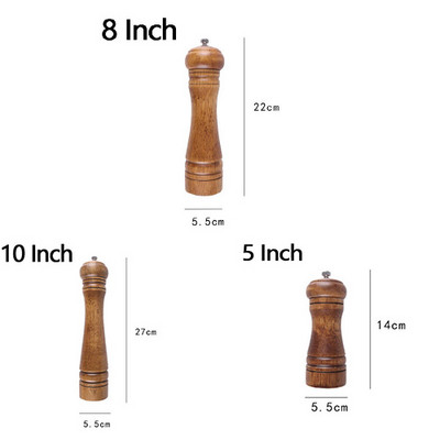 Salt Pepper Mills klasszikus tölgy bors fűszerdaráló készlet kézi szezonális daráló főző grillsütő készlet 5/8/10 hüvelykes konyhai eszköz