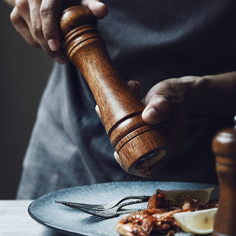 Salt Pepper Mills klasszikus tölgy bors fűszerdaráló készlet kézi szezonális daráló főző grillsütő készlet 5/8/10 hüvelykes konyhai eszköz