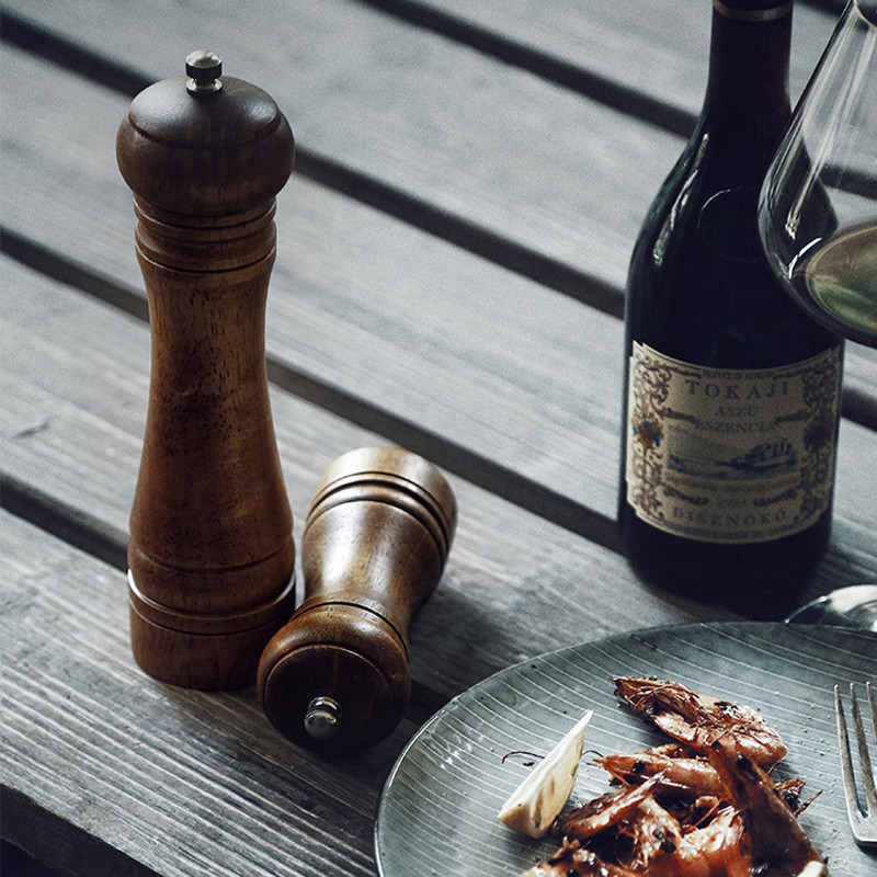 Salt Pepper Mills klasszikus tölgy bors fűszerdaráló készlet kézi szezonális daráló főző grillsütő készlet 5/8/10 hüvelykes konyhai eszköz