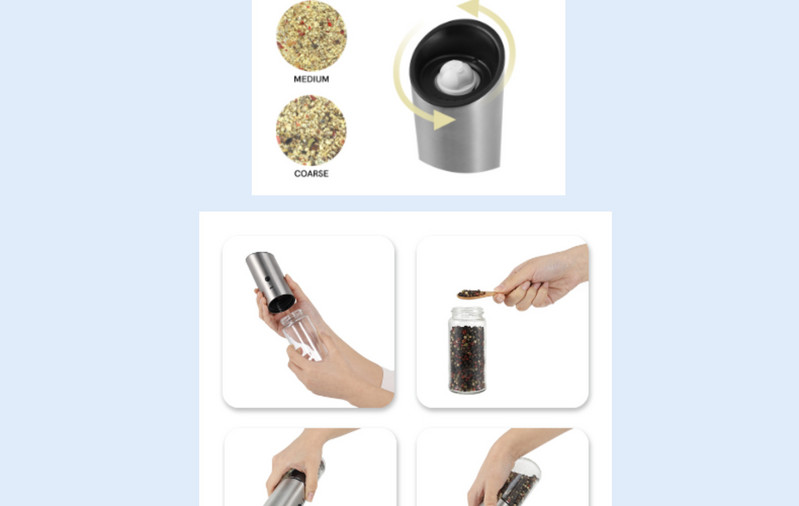 Oțel inoxidabil cu râșniță electrică reîncărcabilă LEDUSB Spice Pepper