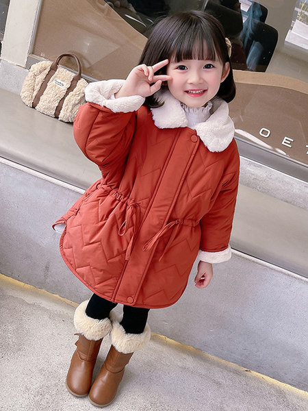 Rudeninė žieminė striukė mergaitėms su šiltu pamušalu ir raišteliais ties juosmeniu