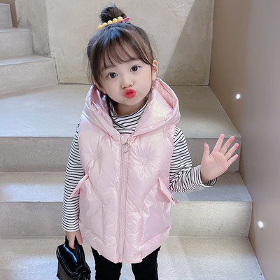 Vesta pentru copii cu gluga, buzunar si fermoar pentru fete