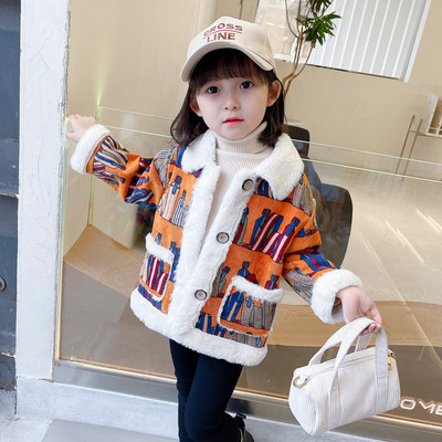 Geaca de iarna pentru copii cu captuseala, buzunar si nasturi pentru fete