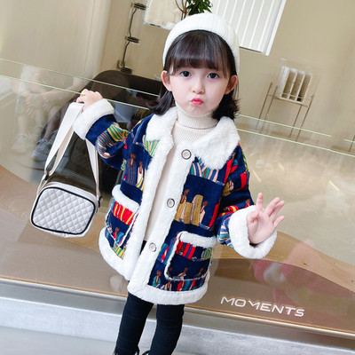 Geaca de iarna pentru copii cu captuseala, buzunar si nasturi pentru fete