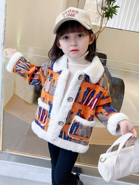 Geaca de iarna pentru copii cu captuseala, buzunar si nasturi pentru fete