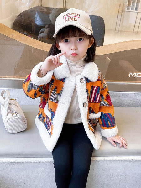 Geaca de iarna pentru copii cu captuseala, buzunar si nasturi pentru fete