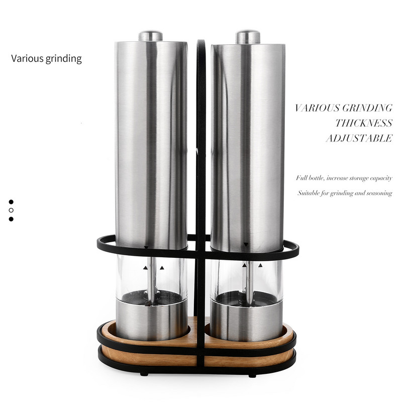 Elektromos borsőrlő rozsdamentes acél automata gravitációs rázógép só- és borsdaráló fűszerőrlő konyhai eszközök