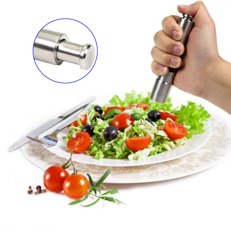 Sticla de măcinat manual Moara de piper din oțel inoxidabil Rasnita de sare Rasnita Buton combinat pentru unelte de bucătărie de călătorie XH8Z