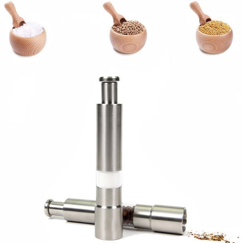 Sticla de măcinat manual Moara de piper din oțel inoxidabil Rasnita de sare Rasnita Buton combinat pentru unelte de bucătărie de călătorie XH8Z