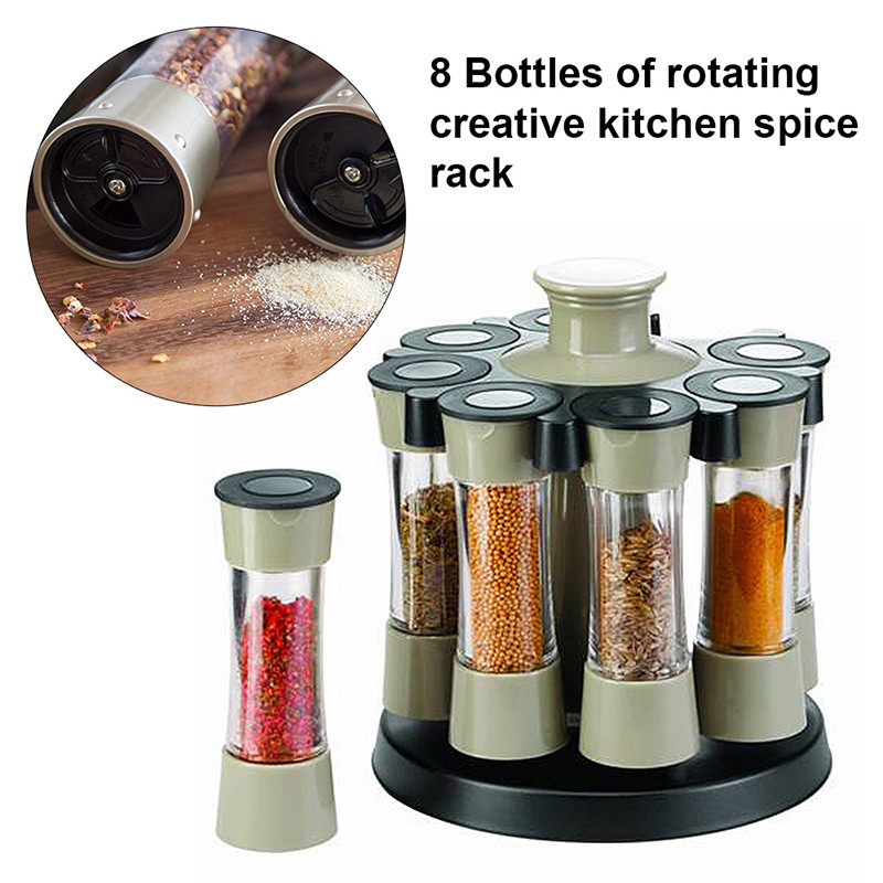 8 buc/set Suport pentru borcane rotative de 360 de condimente Sare Piper Cafea Sigiliu de zahăr Borcan pentru recipiente Suport pentru depozitare pentru condimente de bucătărie Organizator pentru sticle