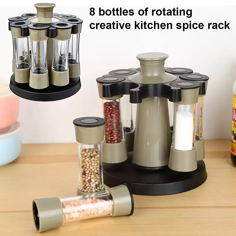 8 buc/set Suport pentru borcane rotative de 360 de condimente Sare Piper Cafea Sigiliu de zahăr Borcan pentru recipiente Suport pentru depozitare pentru condimente de bucătărie Organizator pentru sticle