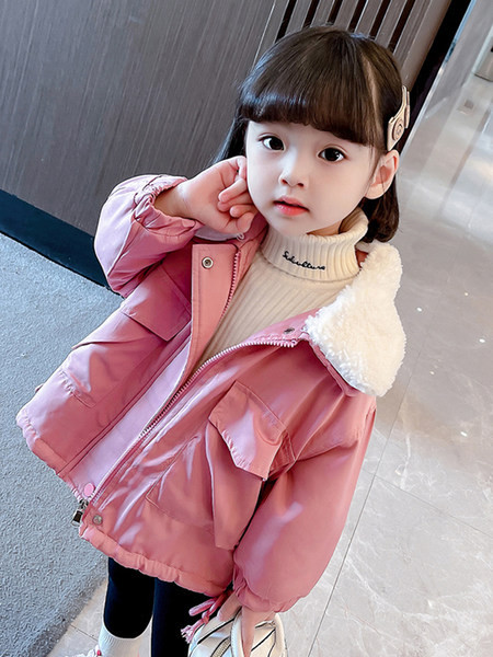 Geaca de iarna pentru copii cu captuseala, buzunar si fermoar pentru fete