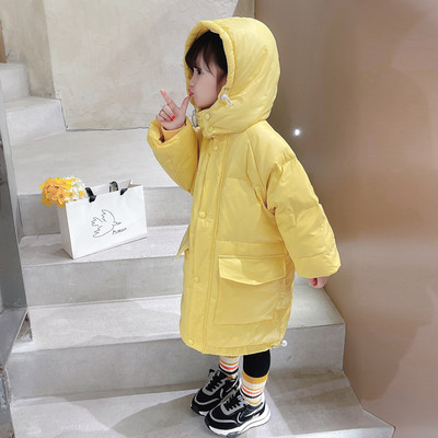 Gyermek téli kabát béléssel, kapucnival és cipzárral lányoknak