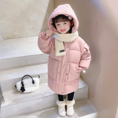 Geaca de iarna pentru fete pentru copii cu gluga si inchidere cu nasturi