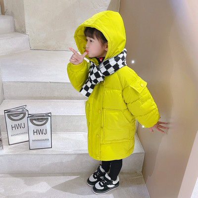 Geaca de iarna pentru fete pentru copii cu gluga si inchidere cu nasturi