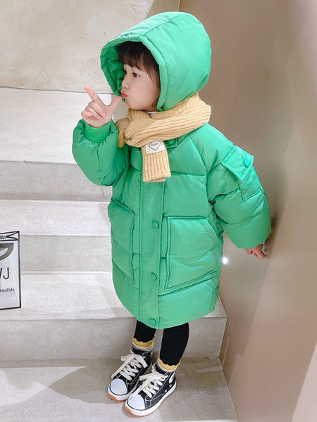 Geaca de iarna pentru fete pentru copii cu gluga si inchidere cu nasturi