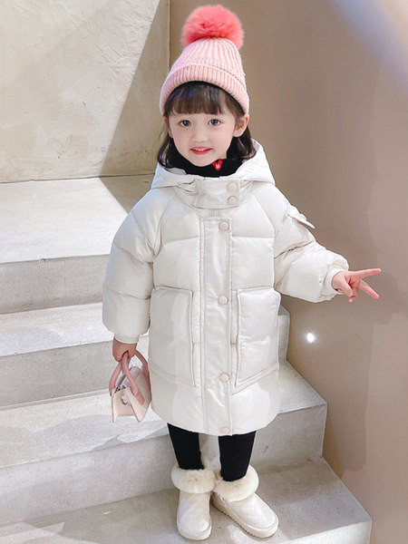 Geaca de iarna pentru fete pentru copii cu gluga si inchidere cu nasturi