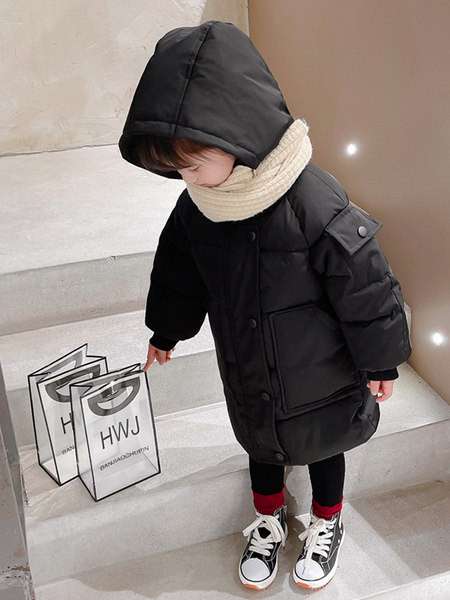 Geaca de iarna pentru fete pentru copii cu gluga si inchidere cu nasturi