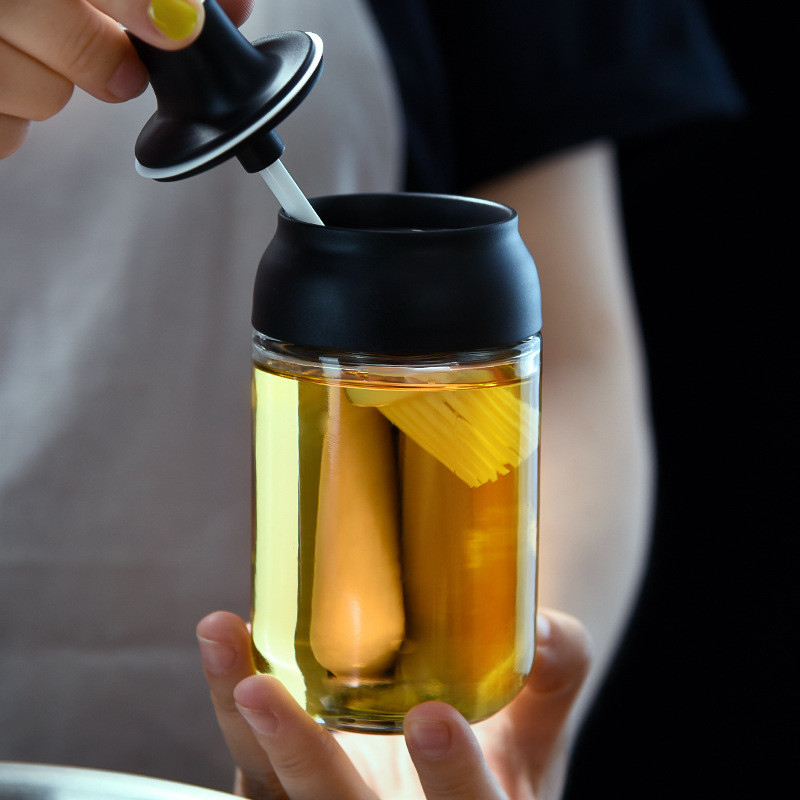 Légmentesen záródó fűszeres doboz konyhai fűszertároló üvegek átlátszó üveg olajos edény ételízesítő tároló kanállal