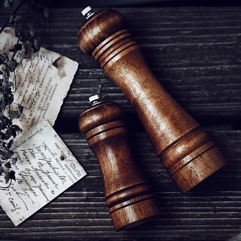 Salt Pepper Mills klasszikus tölgy bors fűszerdaráló készlet kézi szezonális daráló főző grillsütő készlet 5/8/10 hüvelykes konyhai eszköz