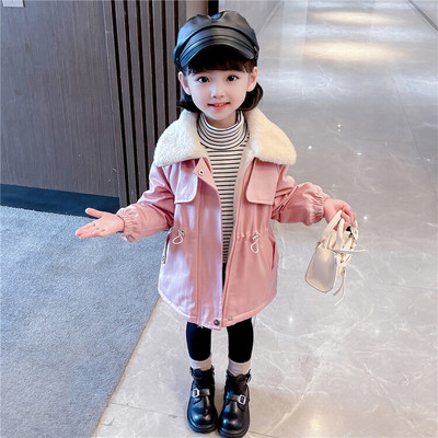 Geacă căptușită pentru fete cu buzunar și fermoar