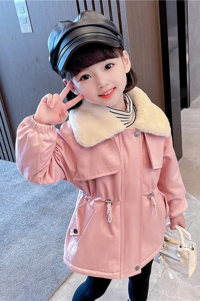 Geacă căptușită pentru fete cu buzunar și fermoar