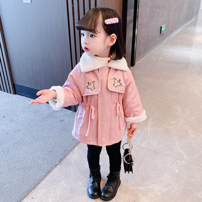 Geaca de iarna pentru copii cu captuseala, fermoar si imprimeu pentru fete