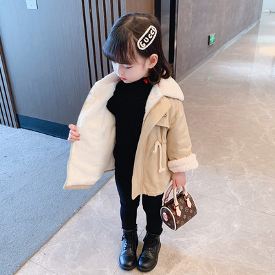 Geaca de iarna pentru copii cu captuseala, fermoar si imprimeu pentru fete