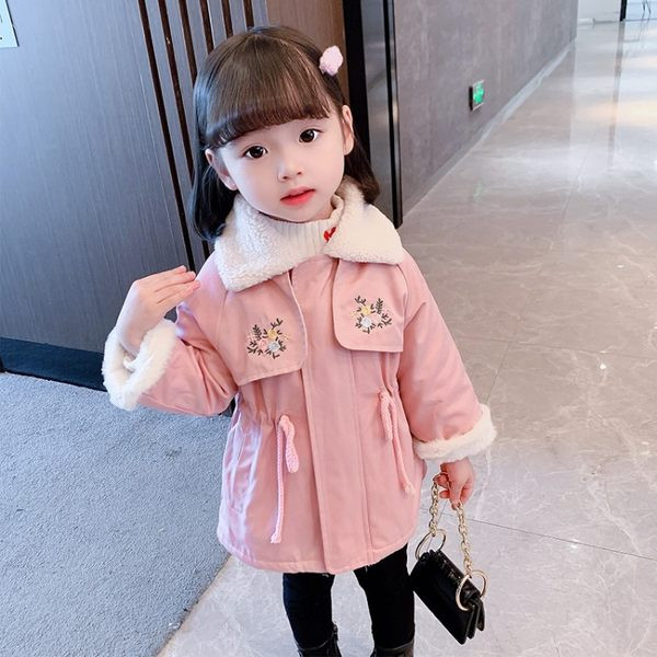 Geaca de iarna pentru copii cu captuseala, fermoar si imprimeu pentru fete