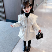 Geaca de iarna captusita pentru fete cu curea si cravate