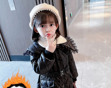 Geaca de iarna captusita pentru fete cu curea si cravate